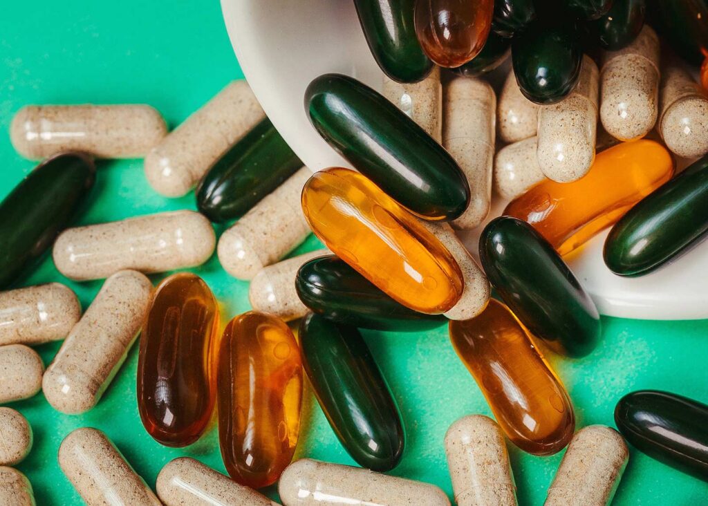 group of colorful pills
