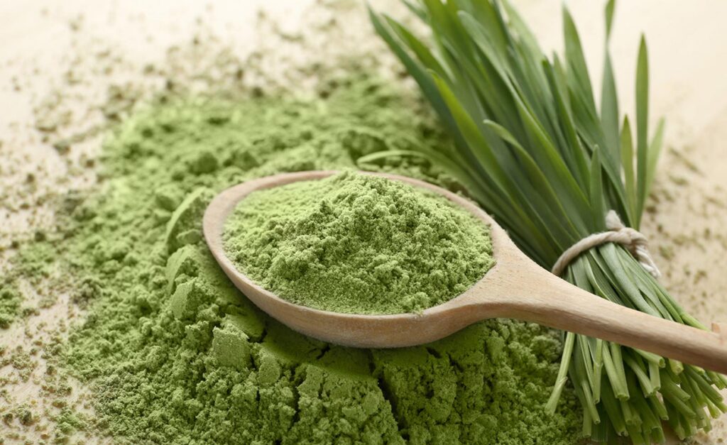 spoon with green powder